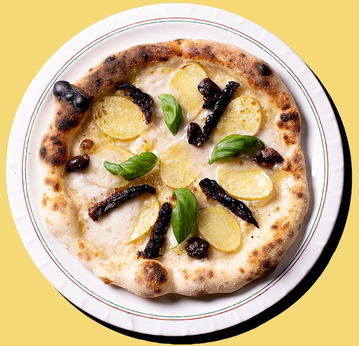 FLIPin vegaaninen peruna-vuohenjuusto-pizza GOATATO